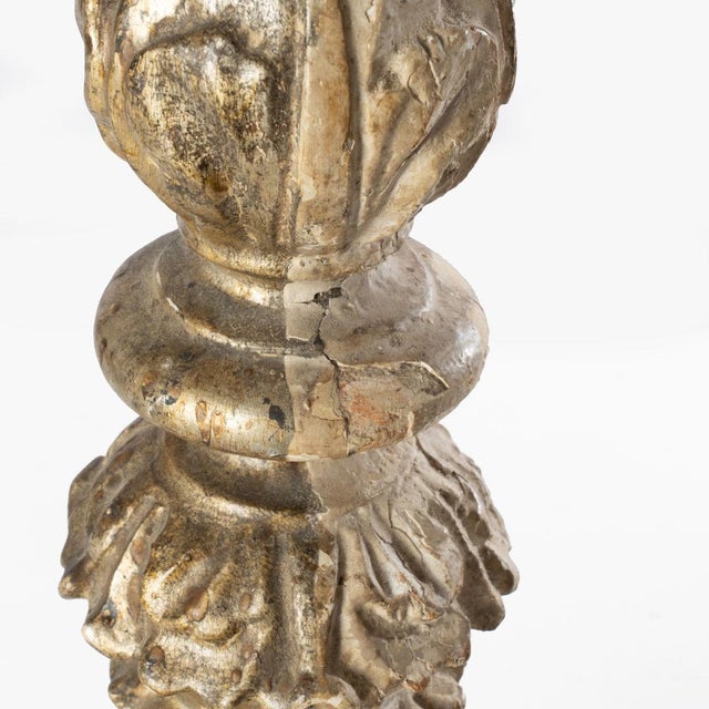 19th Century Italian Gilt Wood Pricket Candlestick For Sale - Image 5 of 10