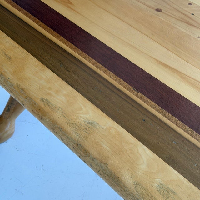 Tan 1980s Mixed Wood Sculptural Inlaid Dining Table/Desk Attributed to Steven Spiro For Sale - Image 8 of 12