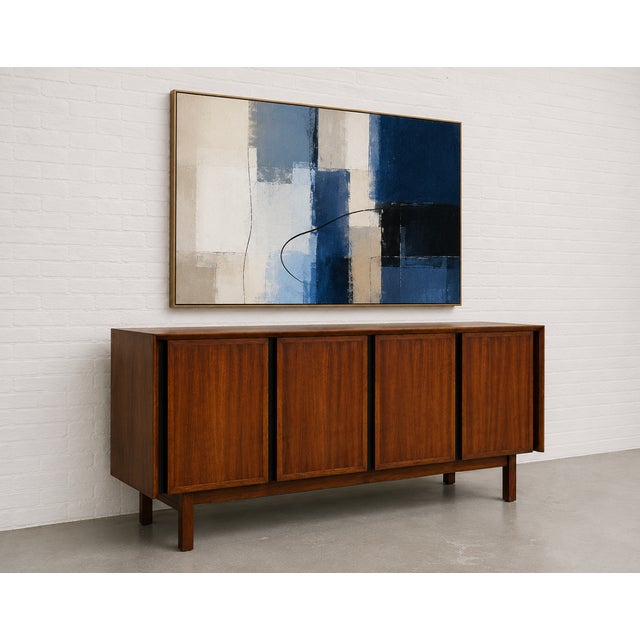 Mid-Century Modern Simple + Classic Walnut Mid Century Modern Credenza / Media Stand / Sideboard by Dillingham, C. 1960's For Sale - Image 3 of 11