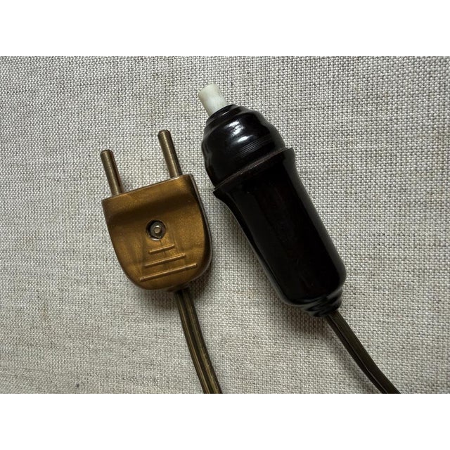 French Art Deco Brass Desk Lamp with Glass Shade from Muller Frères Lunéville, 1920s For Sale - Image 11 of 12