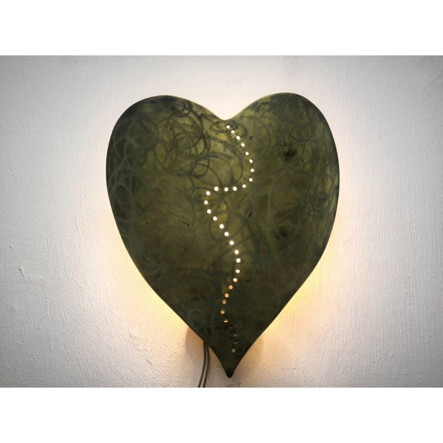 1960s Heart-Shaped Wall Lamp in Brass, 1960s For Sale - Image 5 of 18