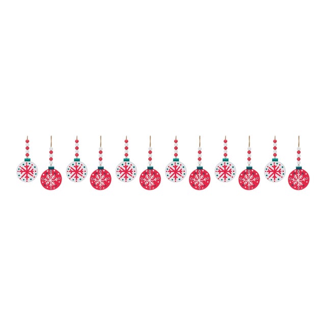 2020s Wood Beaded Snowflake Ornament (Set of 12) For Sale - Image 5 of 5