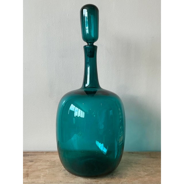 Vintage Boho Blown Glass Decanter For Sale - Image 4 of 5