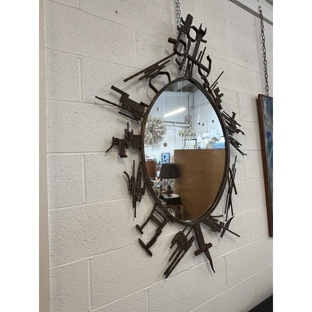 Brutalist Vintage Mirror by Salvino Marsura, 1970s For Sale - Image 3 of 8