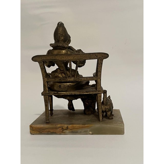 Bronze Statue Marble Girl with Cat LA Devideuse Par Maxim Antique For Sale - Image 16 of 18