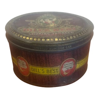 Vintage Dill’s Best Tobacco Advertising Tin Rustic Industrial Storage Box For Sale