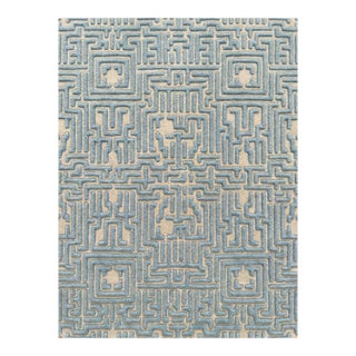 Theseus Hand-Tufted Maze Rug, Sky Blue, 8x10 For Sale