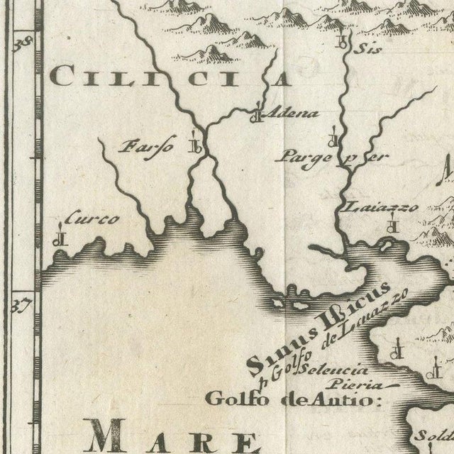 Antique Map of Ancient Syria with Elephant Cartouche by Cluver, 1697 For Sale - Image 9 of 12