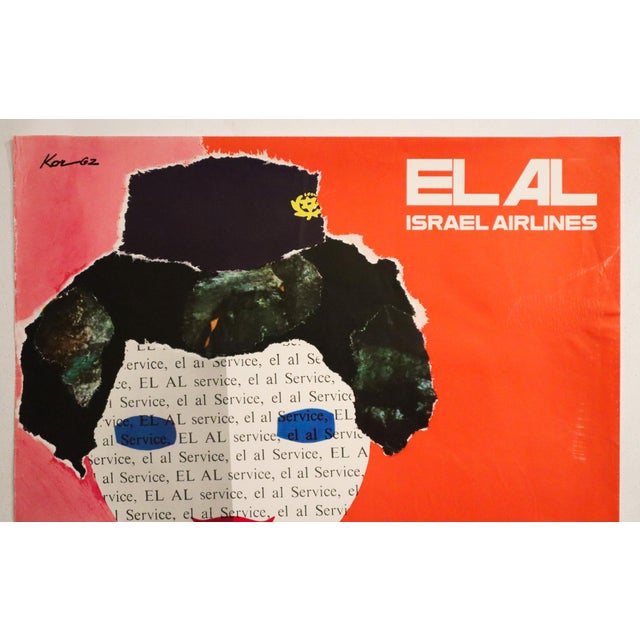 Mid-Century Modern 1962 Original Travel Poster, Israel Airlines - Lady El Al For Sale - Image 3 of 6