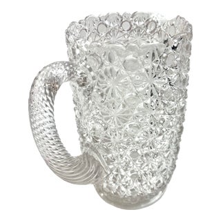 Large 9” Vintage Fenton Large Daisy & Button Water Pitcher For Sale