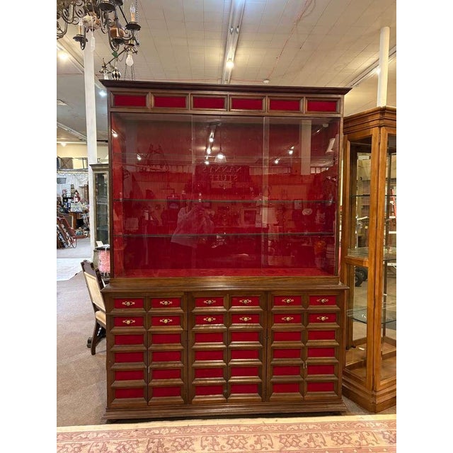Brown Custom Vintage Mid-Century Modern Mahogany Glass Front Hutch For Sale - Image 8 of 10