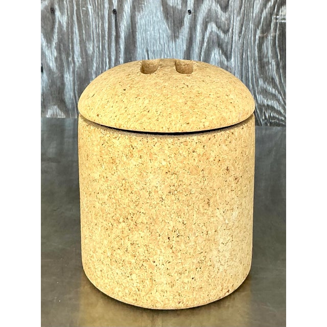 Vintage Boho Neiman Marcus Cork Ice Bucket For Sale - Image 4 of 9