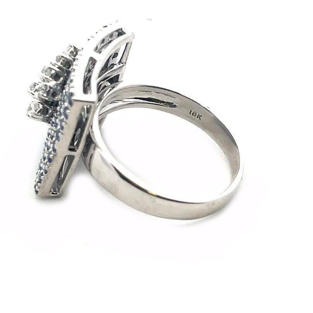 Metal Sonia B. Diamond Sapphire Gold Ring 18k White Square Top Cluster For Sale - Image 7 of 8