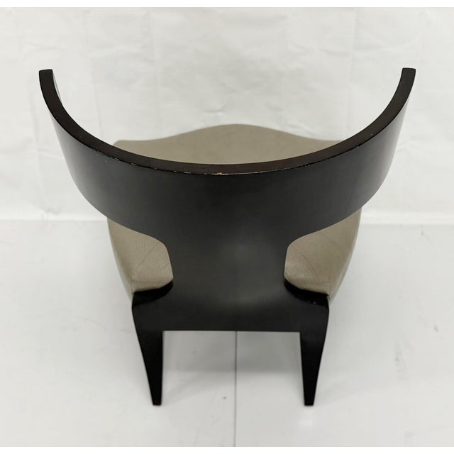 Wood 1980s Donghia Klismos Slipper Chair in Mahogany-Finished Maple and Leather For Sale - Image 7 of 18