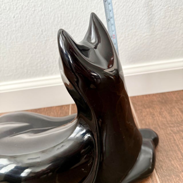 Ceramic Vintage Modern Haeger Ceramic Black Cat Art Sculpture Mid Century MCM For Sale - Image 7 of 9