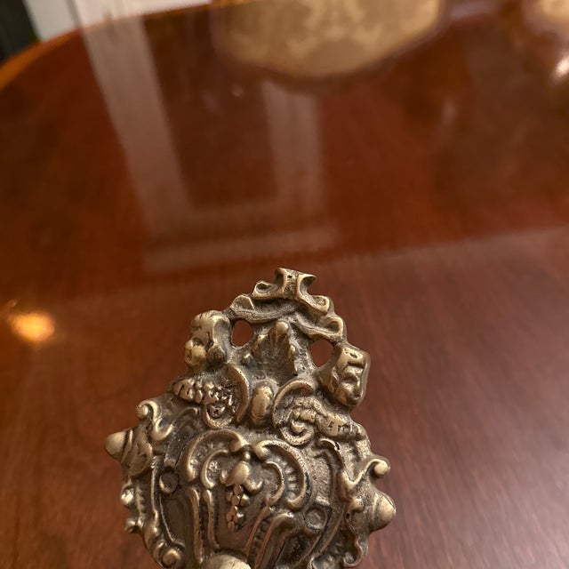 French Mid 20th Century Ornate Brass Wall Hook For Sale - Image 3 of 4