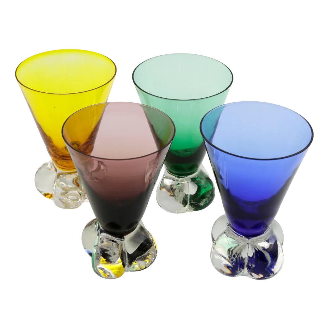 Vintage Coloured Glass Set, Set of 4 | Chairish