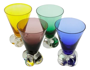 Vintage Coloured Glass Set, Set of 4