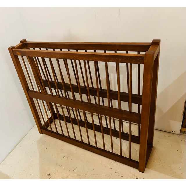 Mid-Century Modern Vintage Wood Plate Platter Storage Rack For Sale - Image 3 of 5