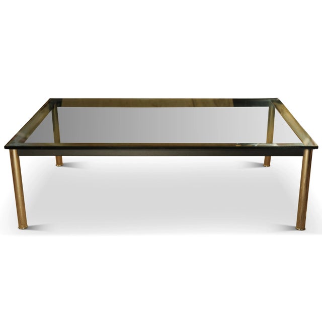 Chromed Steel Glazed LC10 Rectangular Coffee Table in the Style of Le Corbusier For Sale - Image 3 of 4