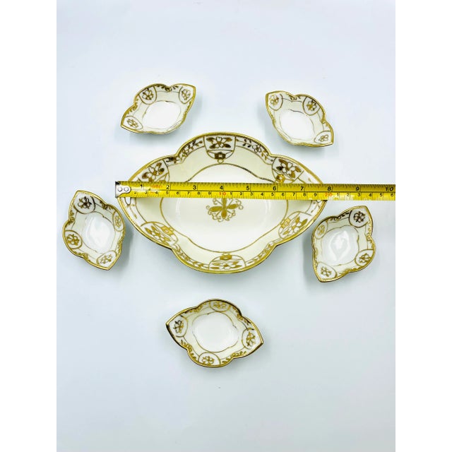 Mid 20th Century Nippon Hand Painted Lobed Bowl & Five Matching Smaller Bowls- 6 Pieces For Sale - Image 12 of 13