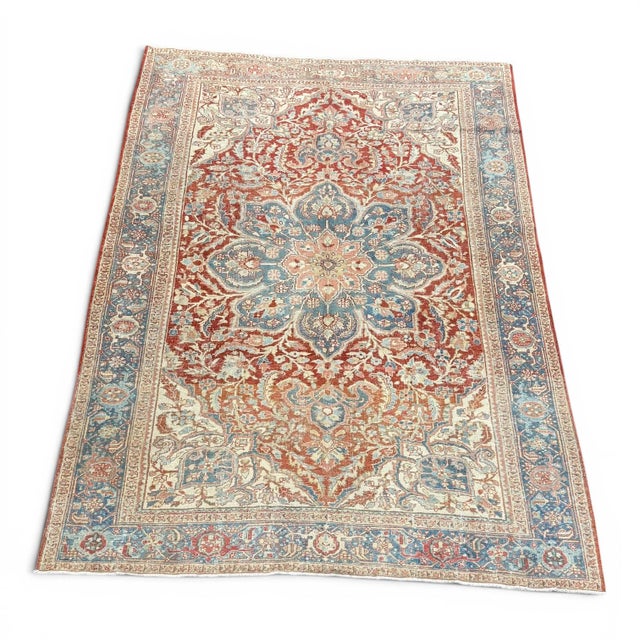 Antique Heriz Rug | Floral Medallion | 8x11 For Sale - Image 4 of 5