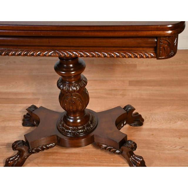 American 1910s Antique American Empire Solid Mahogany Flip-Top Game Table / Console Table For Sale - Image 3 of 18