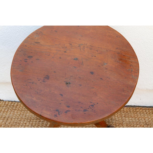 Brown Antique Colonial Teak Round End Table For Sale - Image 8 of 10