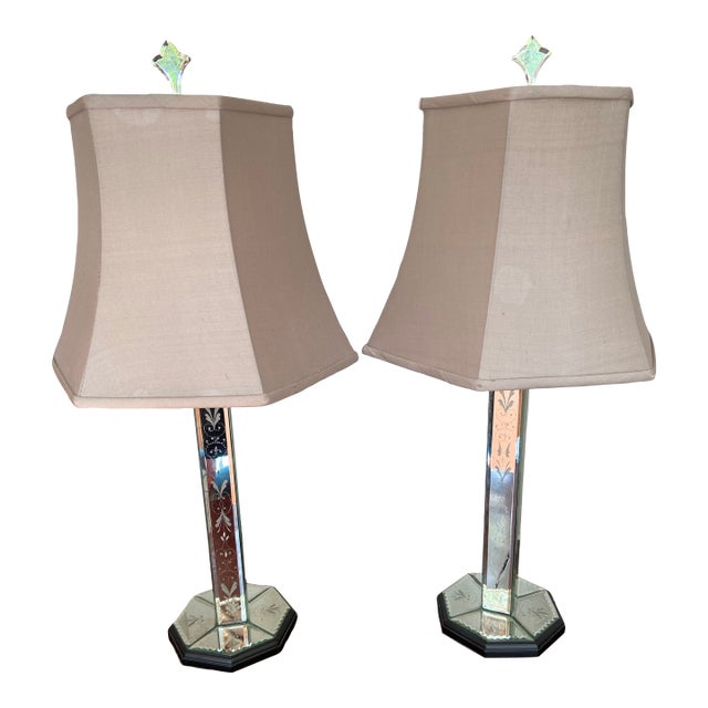 Currey & Company Mirrored Lamps - A Pair For Sale