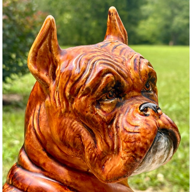 Italian Terracotta Boxer Dog Statue c.1960s For Sale - Image 4 of 17
