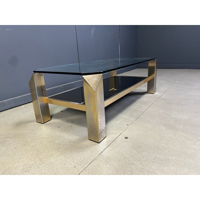 Metal Vintage 23kt Gold Plate Coffee Table from Belgochrom, 1970s For Sale - Image 7 of 11