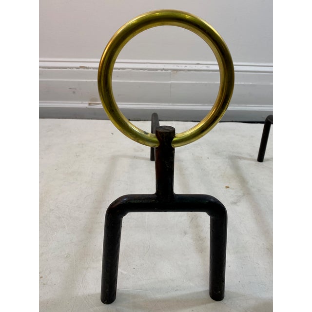 Metal Gio Ponti Style Andirons - a Pair. For Sale - Image 7 of 8