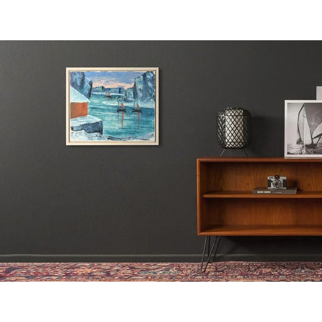 Mid-Century Modern Arctic Sea, Oil on Canvas, Framed For Sale - Image 3 of 12