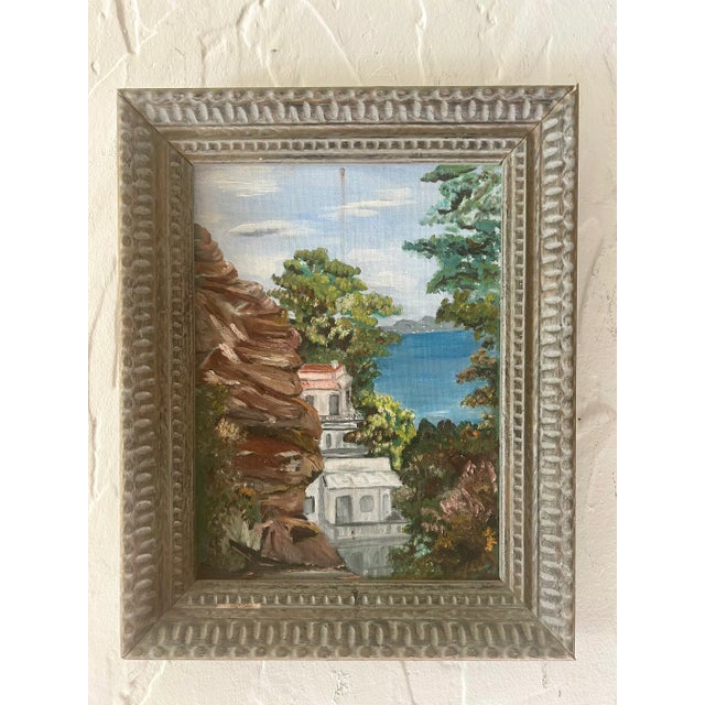 Postmodern 1975 California Chic Original Cityscape, "Telegraph Hill", Oil on Board, Framed For Sale - Image 3 of 11