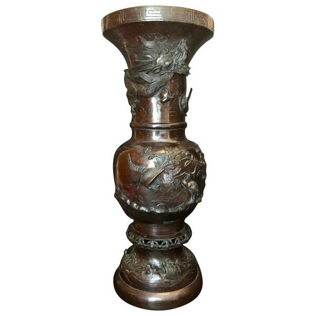 Meiji Japanese Large Bronze Floor Vase Chairish