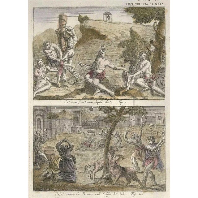 A Slave Flayed, Peruvians' Desolation during a Sun Eclipse - by G. Pivati 1746-1751 For Sale - Image 3 of 3