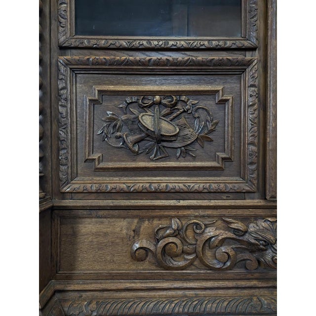 Louis XIII Style Glass-Fronted Bookcase in Oak For Sale - Image 9 of 11
