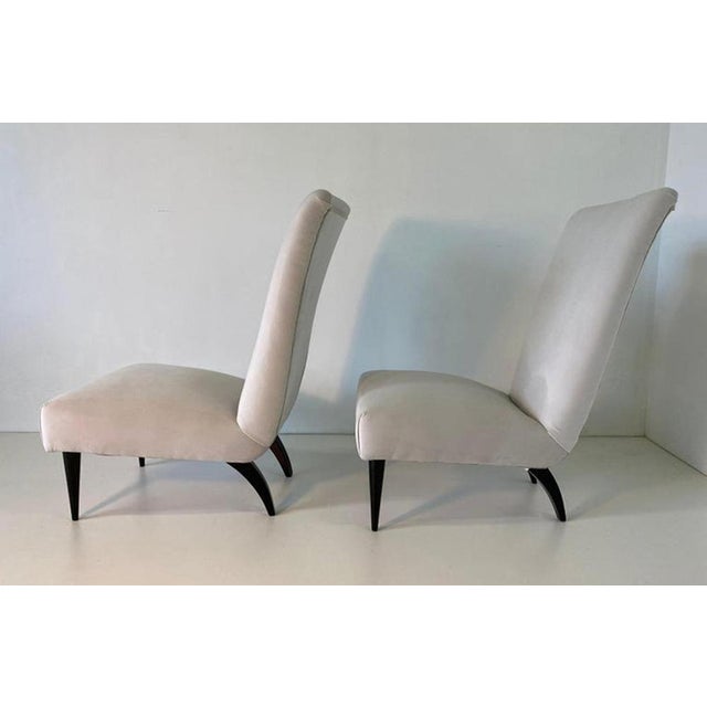 1940s Art Deco Italian Bedroom Armchairs in Velvet and Black Lacquered Wood, 1940s, Set of 2 For Sale - Image 5 of 10