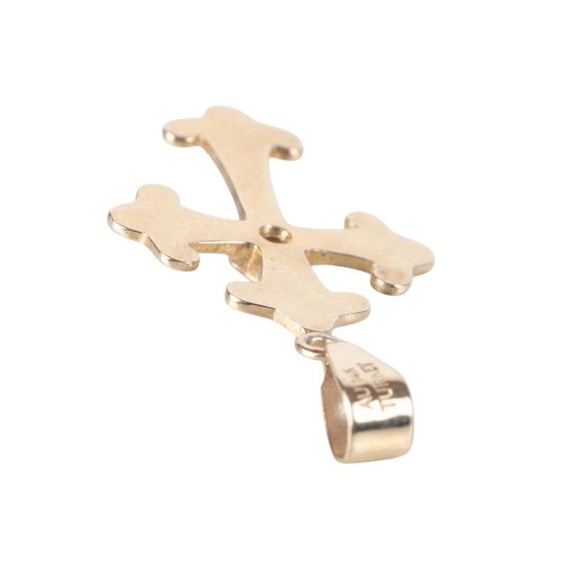 Gold Vintage 14k Yellow Gold Blue Enamel Cross Pendant With Garnet Center & 16" Cable Chain For Sale - Image 8 of 9