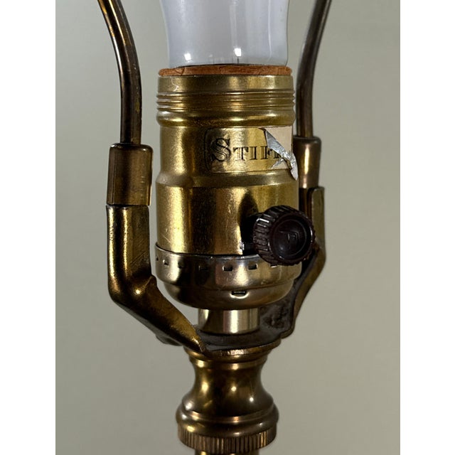 Mid Century Modern Stiffel Brass Table Lamp With Fiberglass String Shade Starburst Base For Sale - Image 11 of 11
