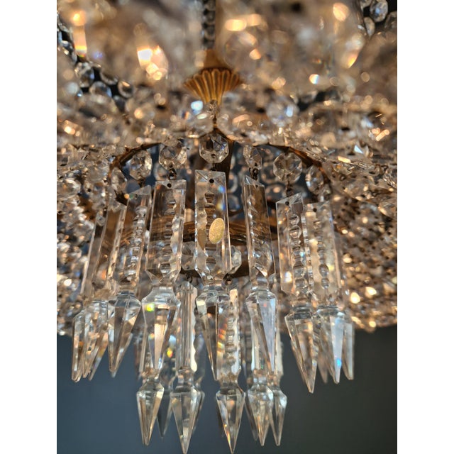Antique Baroque Chandelier Crystal Empire Brass Bohemian Lustre Ceiling For Sale - Image 11 of 17