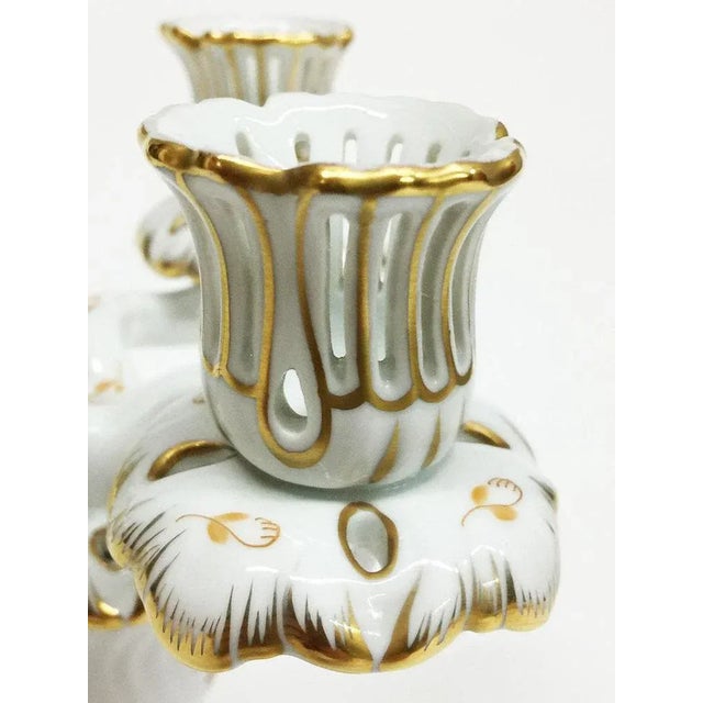 Chinese Bouquet Apponyi Rust Porcelain Candleholders from Herend Hungary, Set of 2 For Sale - Image 4 of 9