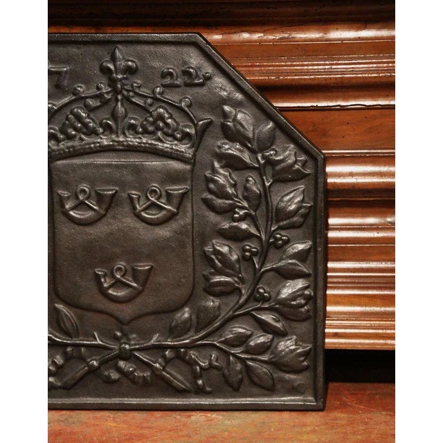 Late 19th Century 19th Century French Cast Iron Fireback With Crowned Coat of Arms For Sale - Image 5 of 7
