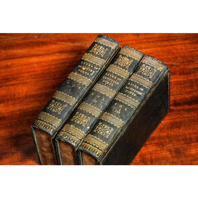 19th Century Rare Complete 3 Volume Antique Miniature Leather Book Set Lives of Scottish Poets Scotland Library Office Home Decor For Sale - Image 5 of 14