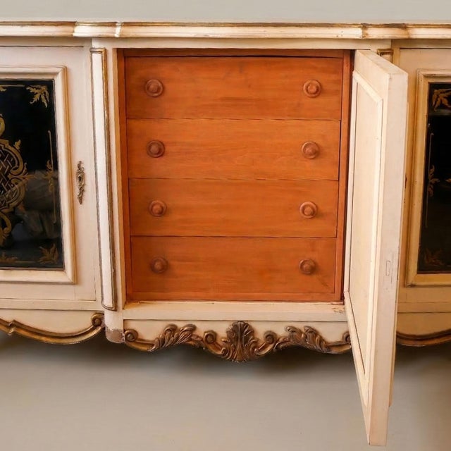 Cream Rococo Style Sideboard with Eglomisé Doors For Sale - Image 8 of 18