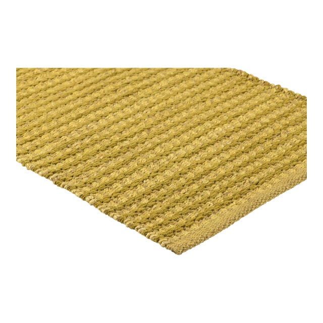 Part & Parcel Goods Textured Scallop Stripe Rug, 10'x14', Lime and Olive For Sale