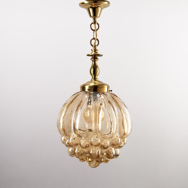 Metal Amber Bubble Glass Pendant Light by Helena Tynell for Limburg, Germany, 1960s For Sale - Image 7 of 8