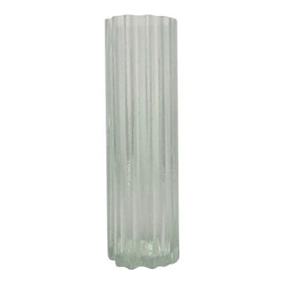 1960's Tall Bark Ice Textured Scandinavian Art Glass Vase For Sale