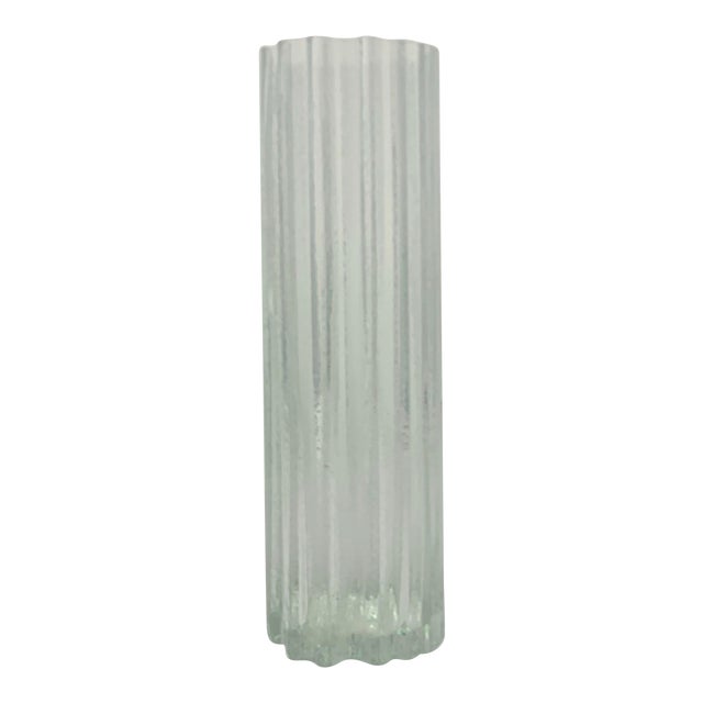 1960's Tall Bark Textured Scandinavian Art Glass Vase For Sale