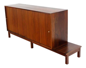 20th Century Danish Modern Solid Oiled Walnut Credenza With Sliding Doors